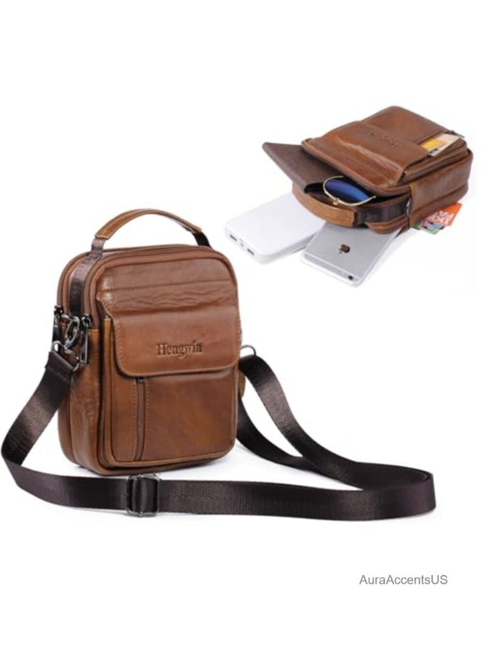 Compact Leather Crossbody Cell Phone Pouch Belt Waist Bag Fanny Pack
